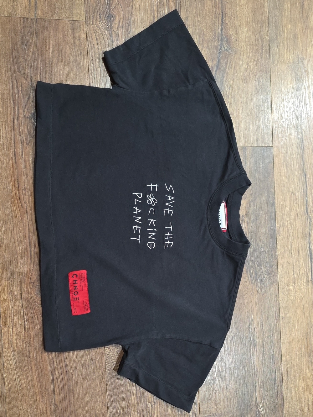 CHNGE Black Crop Crewneck Tee